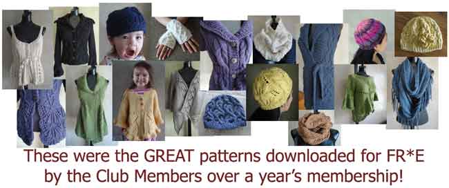 1 year's worth of Knitting Club patterns 