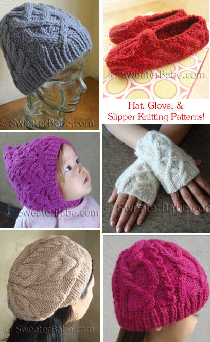 hat, glove, and slipper knitting patterns